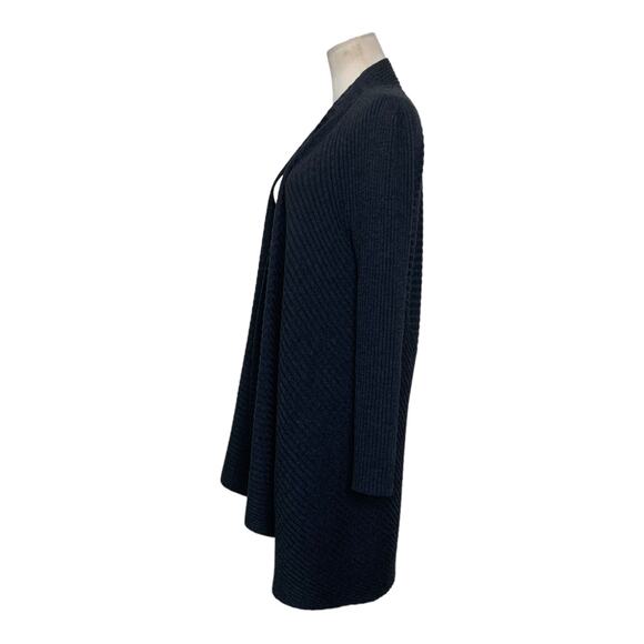 Eileen Fisher gray wool long sleeves open front cardigan sweater size large - Picture 8 of 15